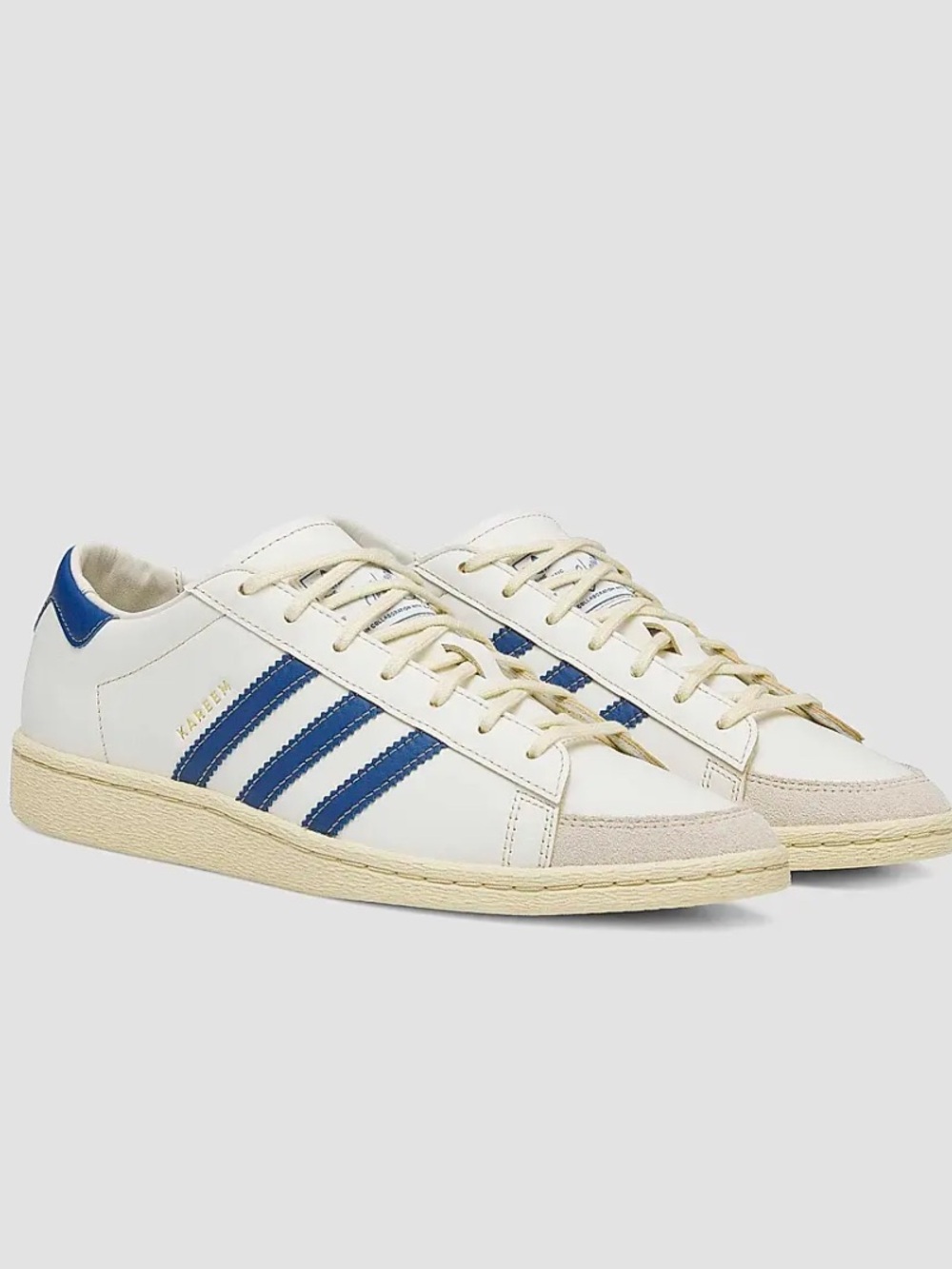 adidas White Sneakers with Blue Stripes